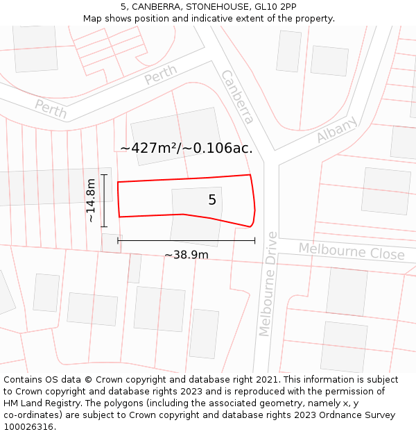 5, CANBERRA, STONEHOUSE, GL10 2PP: Plot and title map