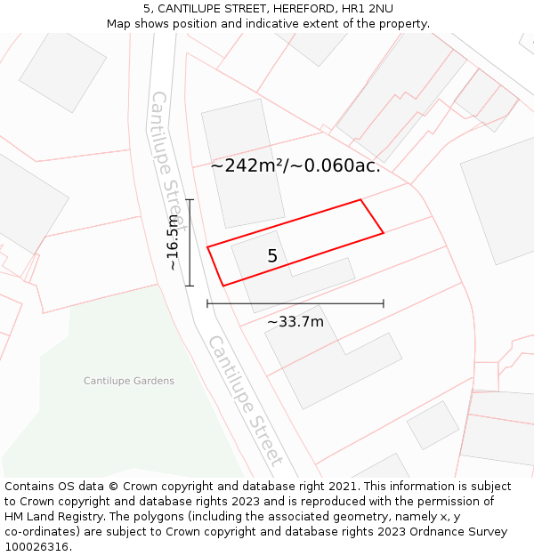 5, CANTILUPE STREET, HEREFORD, HR1 2NU: Plot and title map
