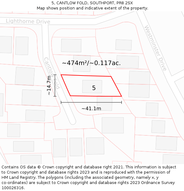 5, CANTLOW FOLD, SOUTHPORT, PR8 2SX: Plot and title map