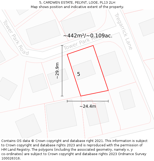 5, CARDWEN ESTATE, PELYNT, LOOE, PL13 2LH: Plot and title map