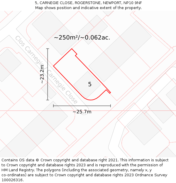 5, CARNEGIE CLOSE, ROGERSTONE, NEWPORT, NP10 9NF: Plot and title map