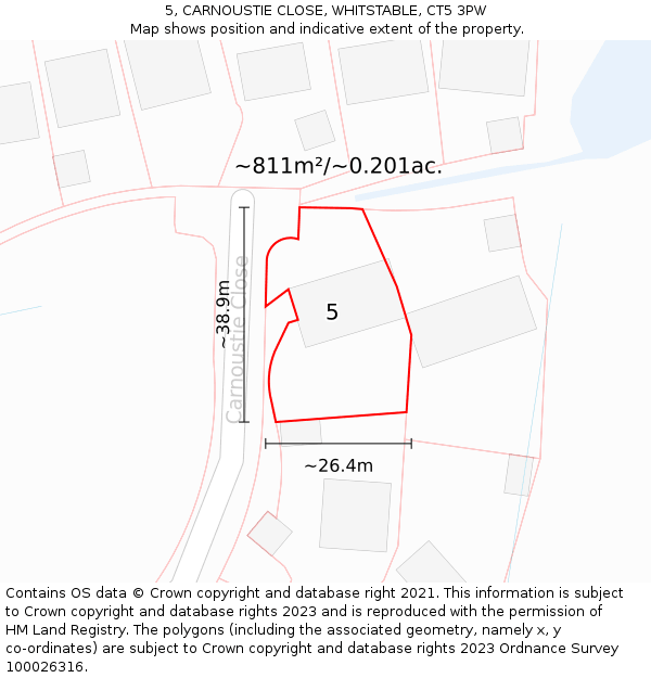 5, CARNOUSTIE CLOSE, WHITSTABLE, CT5 3PW: Plot and title map