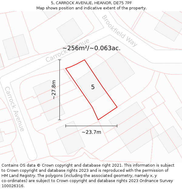 5, CARROCK AVENUE, HEANOR, DE75 7PF: Plot and title map