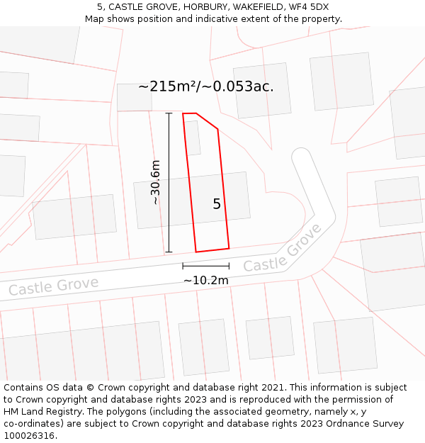 5, CASTLE GROVE, HORBURY, WAKEFIELD, WF4 5DX: Plot and title map
