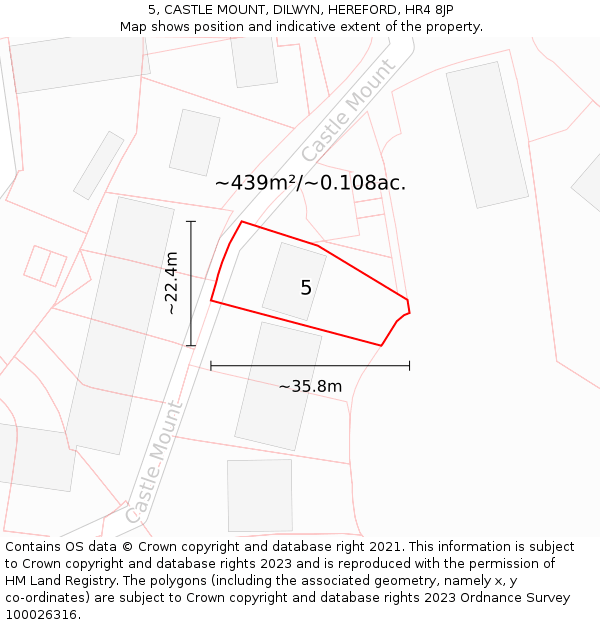5, CASTLE MOUNT, DILWYN, HEREFORD, HR4 8JP: Plot and title map
