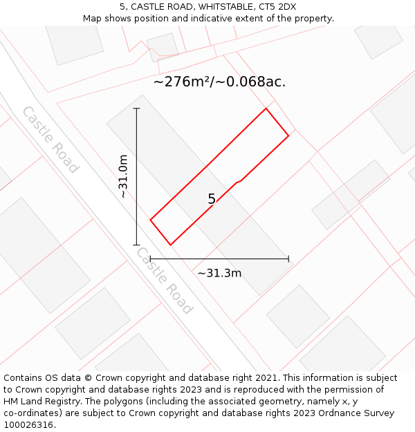 5, CASTLE ROAD, WHITSTABLE, CT5 2DX: Plot and title map