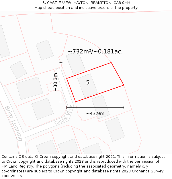 5, CASTLE VIEW, HAYTON, BRAMPTON, CA8 9HH: Plot and title map