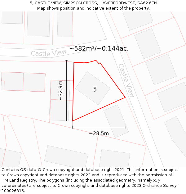 5, CASTLE VIEW, SIMPSON CROSS, HAVERFORDWEST, SA62 6EN: Plot and title map