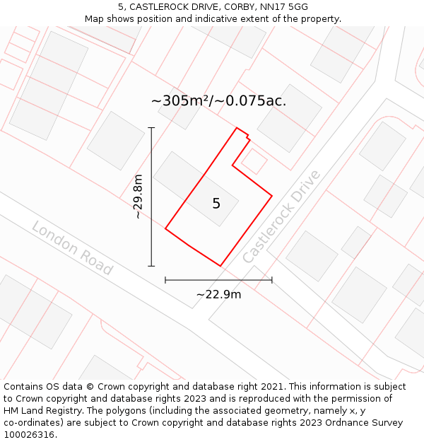5, CASTLEROCK DRIVE, CORBY, NN17 5GG: Plot and title map