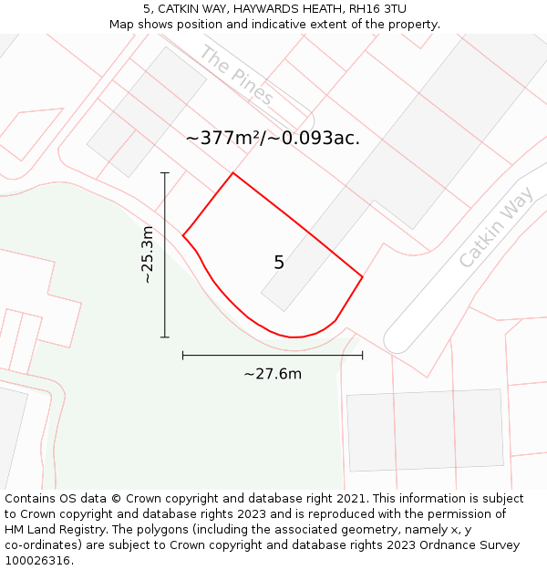 5, CATKIN WAY, HAYWARDS HEATH, RH16 3TU: Plot and title map