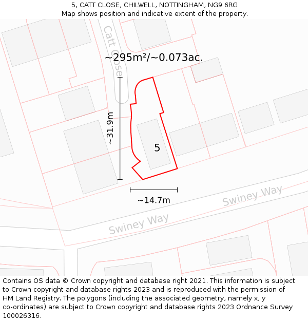 5, CATT CLOSE, CHILWELL, NOTTINGHAM, NG9 6RG: Plot and title map