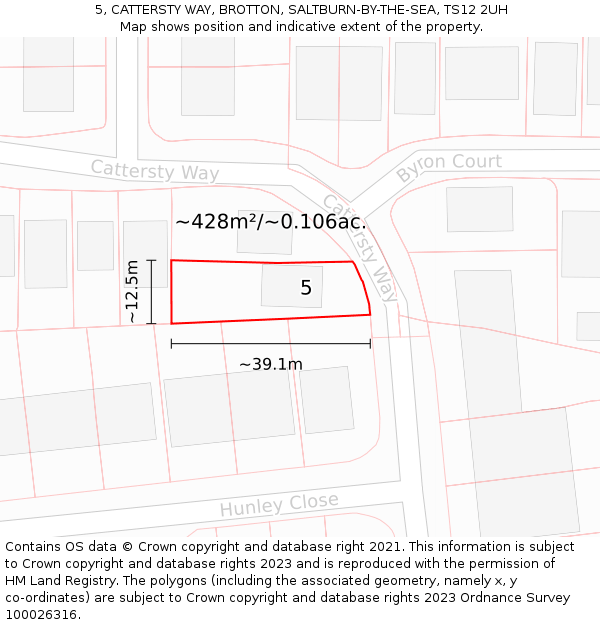 5, CATTERSTY WAY, BROTTON, SALTBURN-BY-THE-SEA, TS12 2UH: Plot and title map