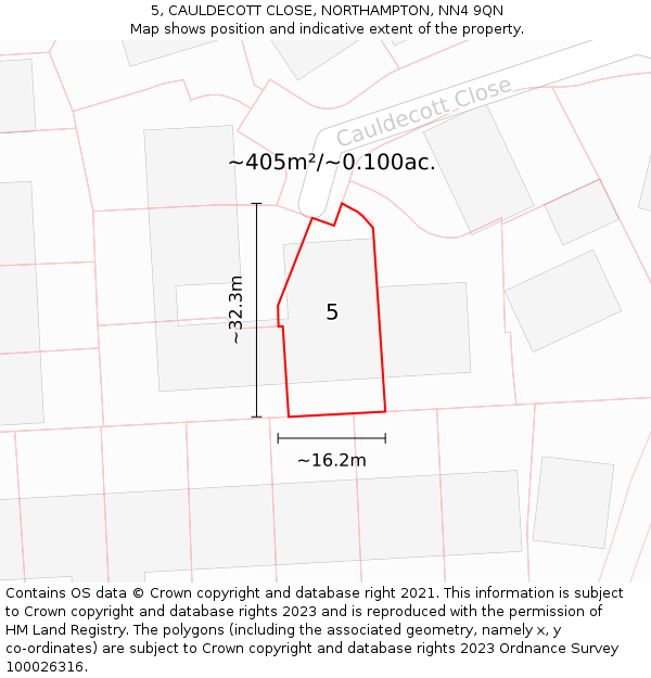 5, CAULDECOTT CLOSE, NORTHAMPTON, NN4 9QN: Plot and title map