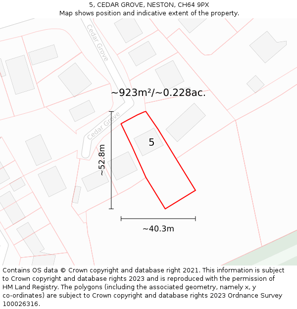 5, CEDAR GROVE, NESTON, CH64 9PX: Plot and title map