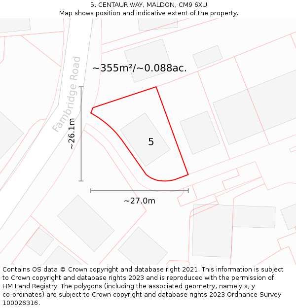 5, CENTAUR WAY, MALDON, CM9 6XU: Plot and title map