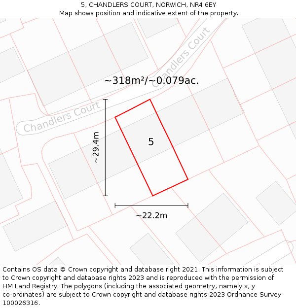 5, CHANDLERS COURT, NORWICH, NR4 6EY: Plot and title map