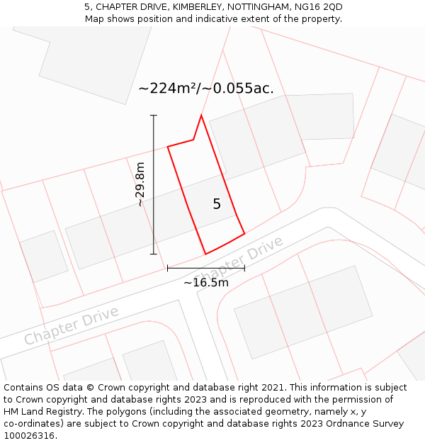 5, CHAPTER DRIVE, KIMBERLEY, NOTTINGHAM, NG16 2QD: Plot and title map