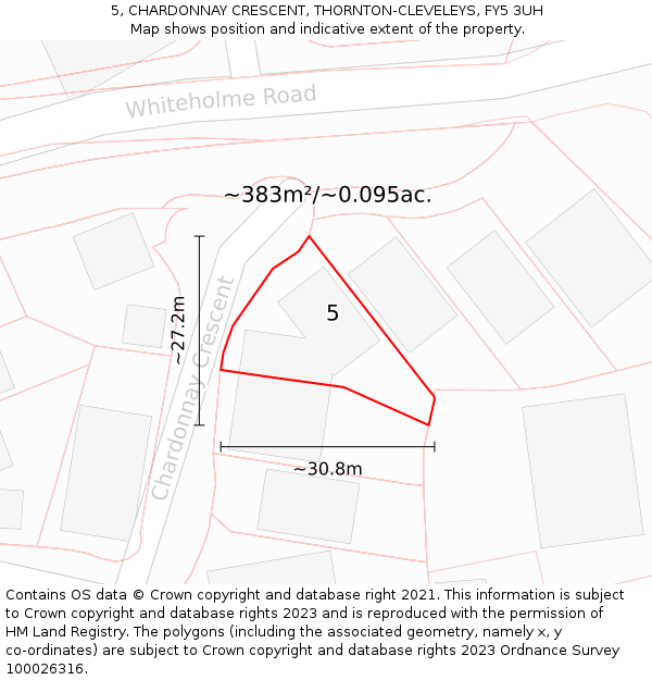 5, CHARDONNAY CRESCENT, THORNTON-CLEVELEYS, FY5 3UH: Plot and title map
