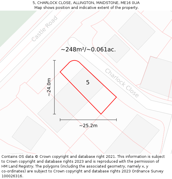 5, CHARLOCK CLOSE, ALLINGTON, MAIDSTONE, ME16 0UA: Plot and title map