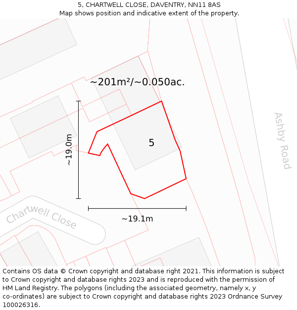 5, CHARTWELL CLOSE, DAVENTRY, NN11 8AS: Plot and title map