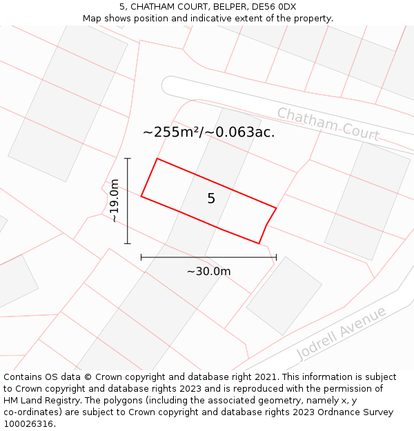 5, CHATHAM COURT, BELPER, DE56 0DX: Plot and title map