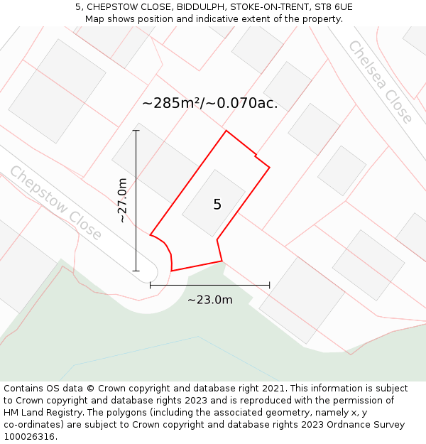 5, CHEPSTOW CLOSE, BIDDULPH, STOKE-ON-TRENT, ST8 6UE: Plot and title map