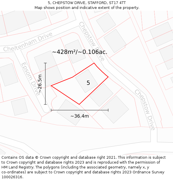 5, CHEPSTOW DRIVE, STAFFORD, ST17 4TT: Plot and title map