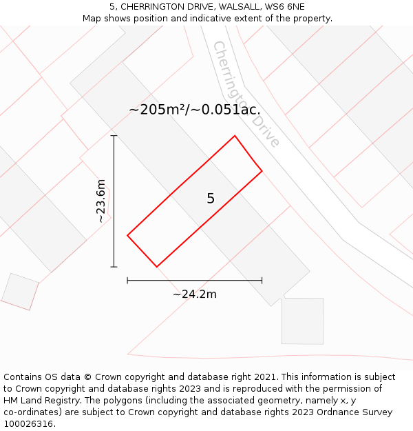 5, CHERRINGTON DRIVE, WALSALL, WS6 6NE: Plot and title map
