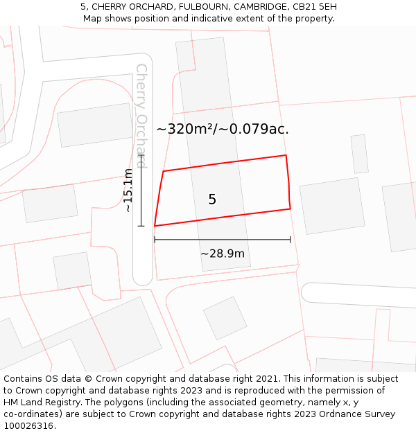 5, CHERRY ORCHARD, FULBOURN, CAMBRIDGE, CB21 5EH: Plot and title map