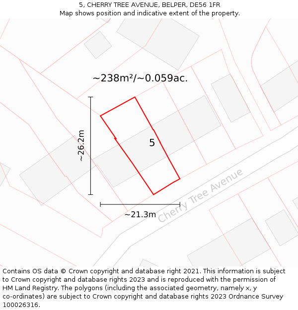 5, CHERRY TREE AVENUE, BELPER, DE56 1FR: Plot and title map