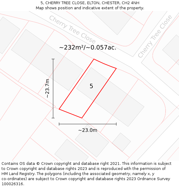 5, CHERRY TREE CLOSE, ELTON, CHESTER, CH2 4NH: Plot and title map