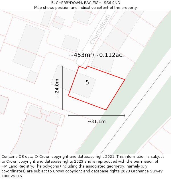 5, CHERRYDOWN, RAYLEIGH, SS6 9ND: Plot and title map