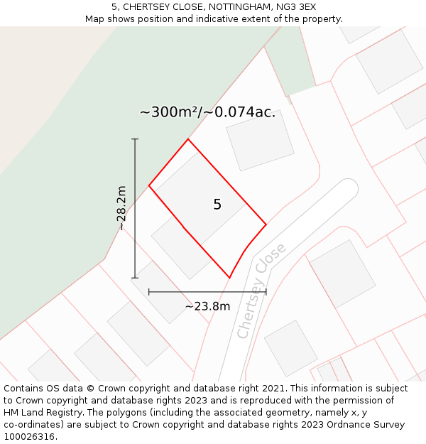 5, CHERTSEY CLOSE, NOTTINGHAM, NG3 3EX: Plot and title map