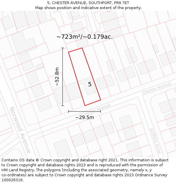 5, CHESTER AVENUE, SOUTHPORT, PR9 7ET: Plot and title map