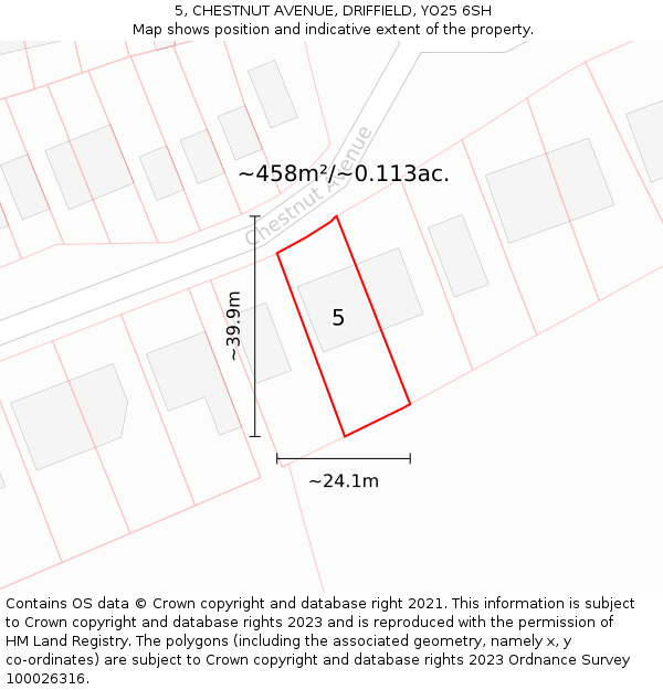 5, CHESTNUT AVENUE, DRIFFIELD, YO25 6SH: Plot and title map