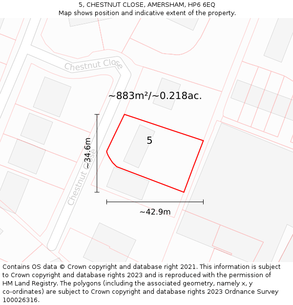 5, CHESTNUT CLOSE, AMERSHAM, HP6 6EQ: Plot and title map