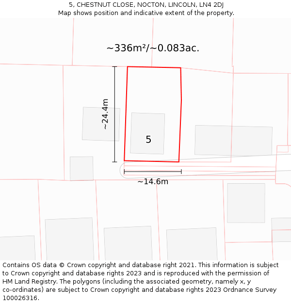 5, CHESTNUT CLOSE, NOCTON, LINCOLN, LN4 2DJ: Plot and title map