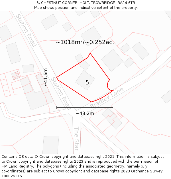 5, CHESTNUT CORNER, HOLT, TROWBRIDGE, BA14 6TB: Plot and title map