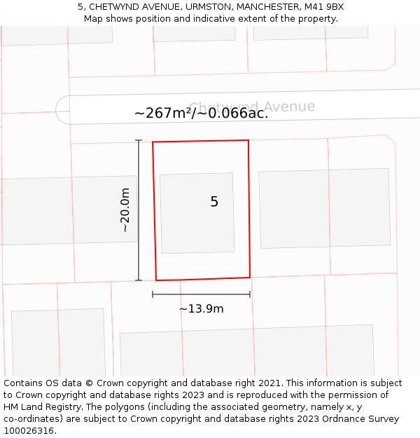 5, CHETWYND AVENUE, URMSTON, MANCHESTER, M41 9BX: Plot and title map