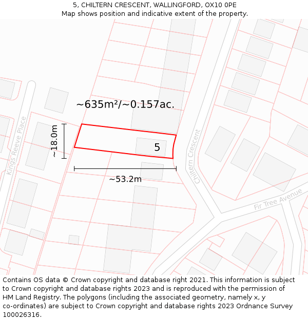 5, CHILTERN CRESCENT, WALLINGFORD, OX10 0PE: Plot and title map