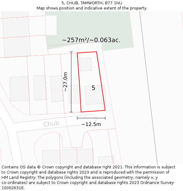 5, CHUB, TAMWORTH, B77 1NU: Plot and title map