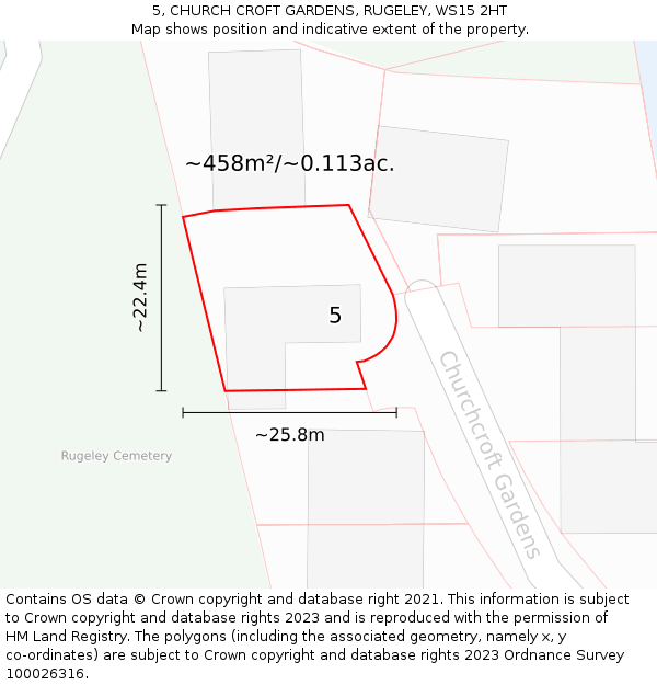 5, CHURCH CROFT GARDENS, RUGELEY, WS15 2HT: Plot and title map