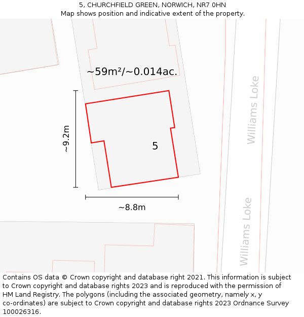 5, CHURCHFIELD GREEN, NORWICH, NR7 0HN: Plot and title map