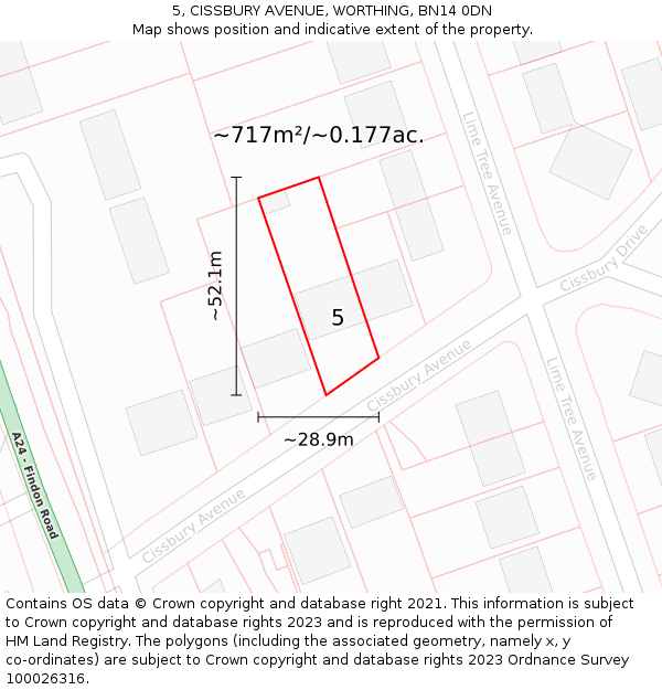 5, CISSBURY AVENUE, WORTHING, BN14 0DN: Plot and title map