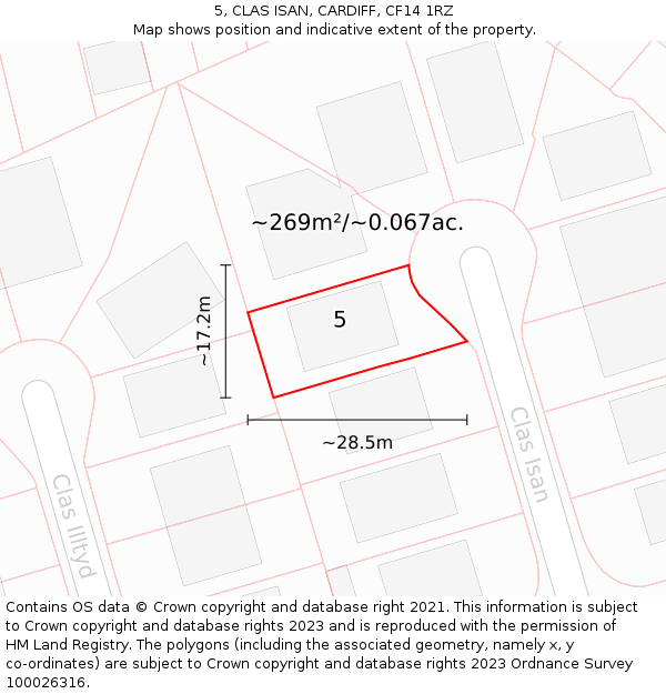 5, CLAS ISAN, CARDIFF, CF14 1RZ: Plot and title map