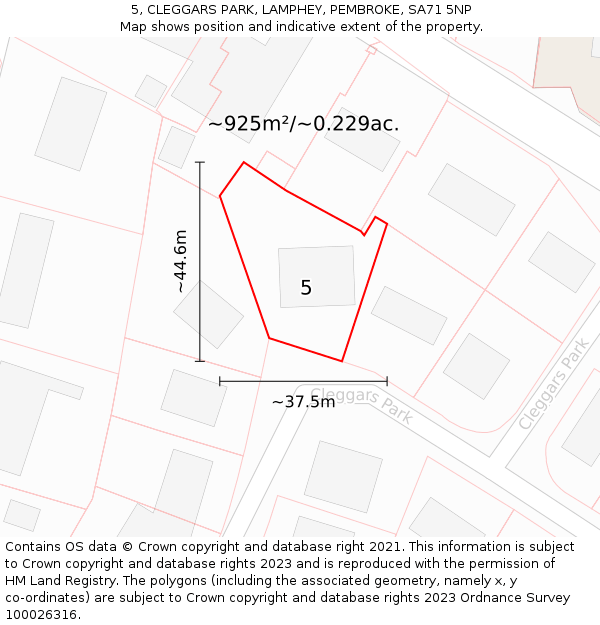 5, CLEGGARS PARK, LAMPHEY, PEMBROKE, SA71 5NP: Plot and title map