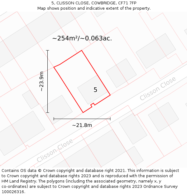5, CLISSON CLOSE, COWBRIDGE, CF71 7FP: Plot and title map