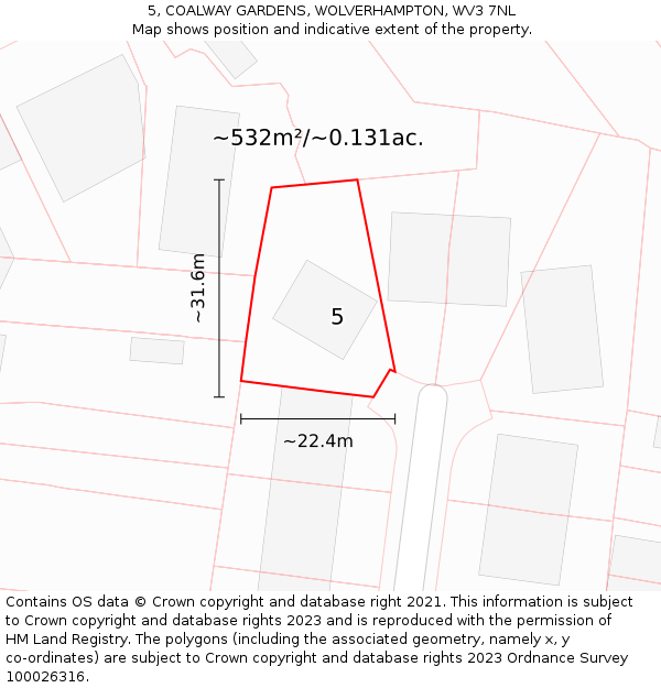 5, COALWAY GARDENS, WOLVERHAMPTON, WV3 7NL: Plot and title map