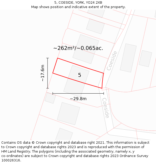 5, COESIDE, YORK, YO24 2XB: Plot and title map