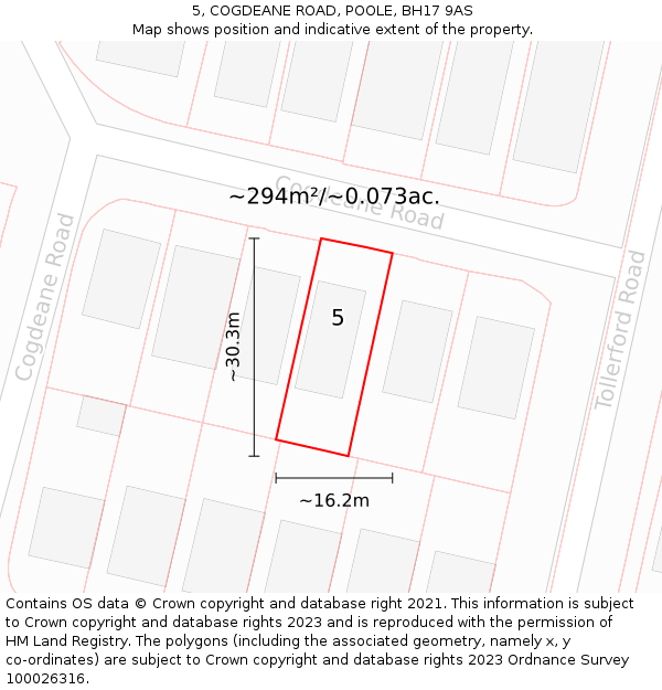 5, COGDEANE ROAD, POOLE, BH17 9AS: Plot and title map